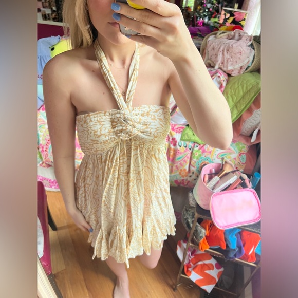 Cream and White Halter Dress | Halter Mini Dress | Summer Dress - Picture 11 of 12